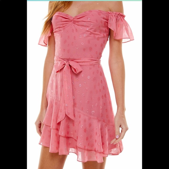 City Studio Pink Ruffled Fit + Flare Dress - Picture 3 of 4